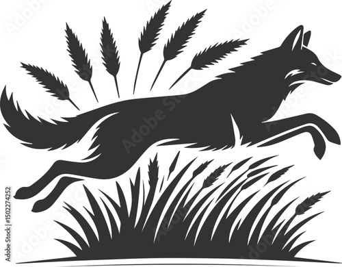 Artwork animal drawing silhouette of a jackal vector