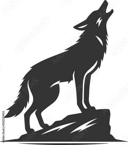 Artwork animal drawing silhouette of a jackal vector