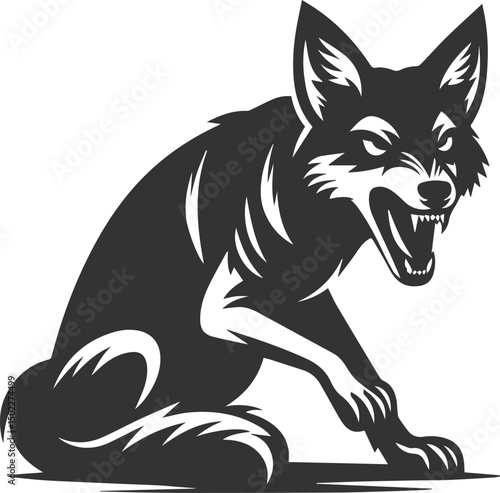 Artwork animal drawing silhouette of a jackal vector