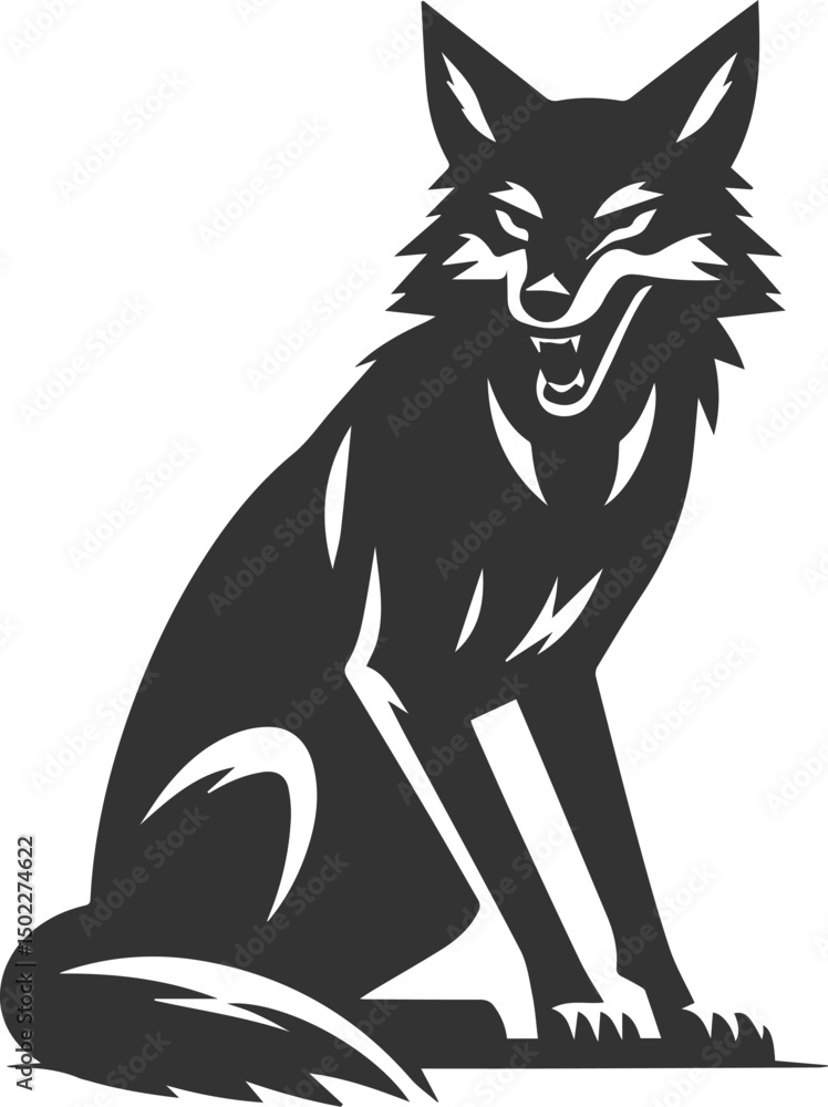 Fototapeta premium Artwork animal drawing silhouette of a jackal vector
