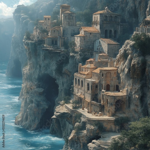 dubrovnik old town croatia,generative ai illustration