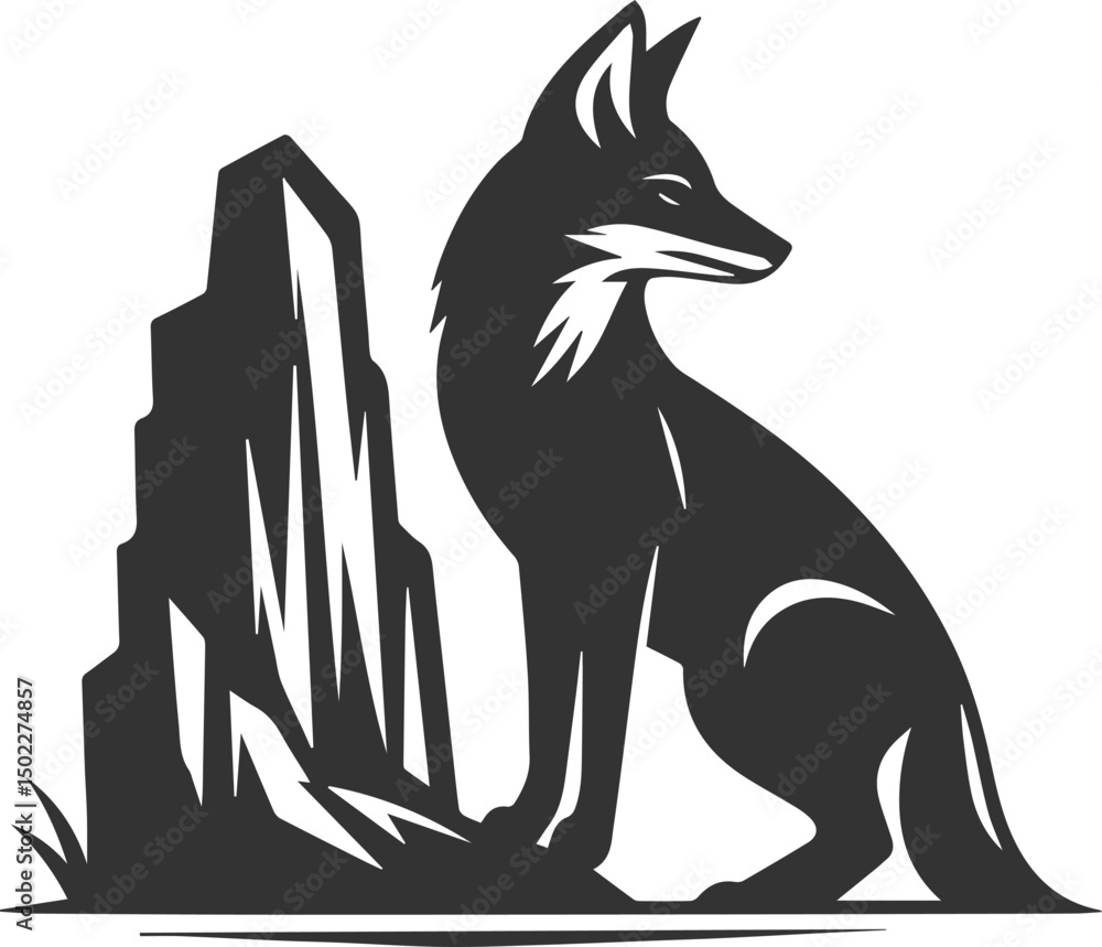 Fototapeta premium Artwork animal drawing silhouette of a jackal vector