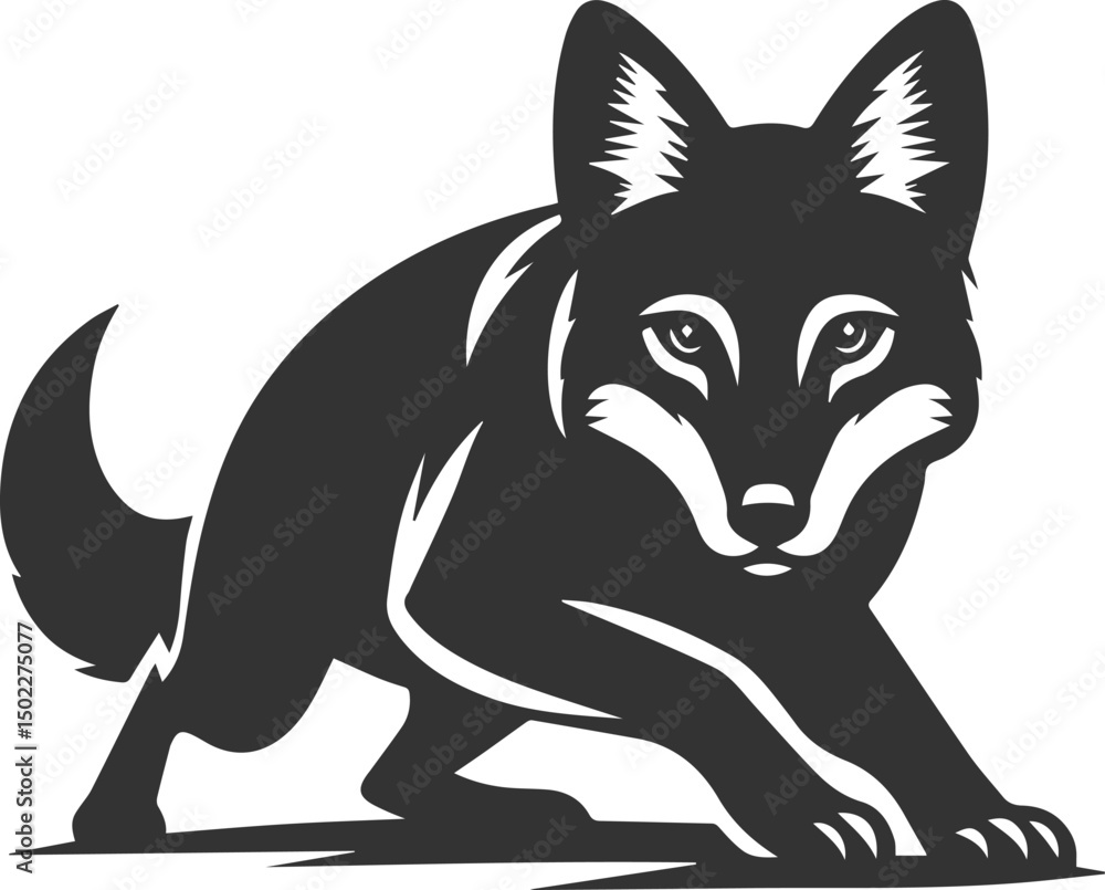 Fototapeta premium Artwork animal drawing silhouette of a jackal vector