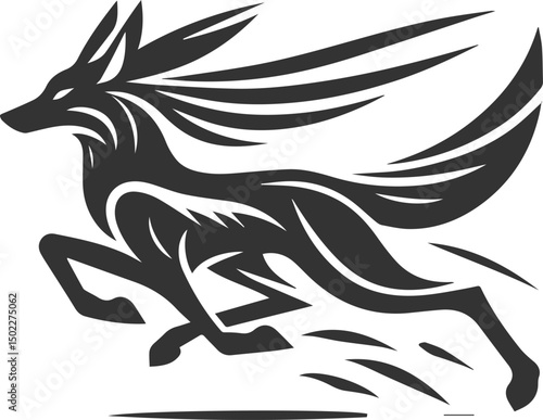 Artwork animal drawing silhouette of a jackal vector