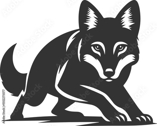 Artwork animal drawing silhouette of a jackal vector