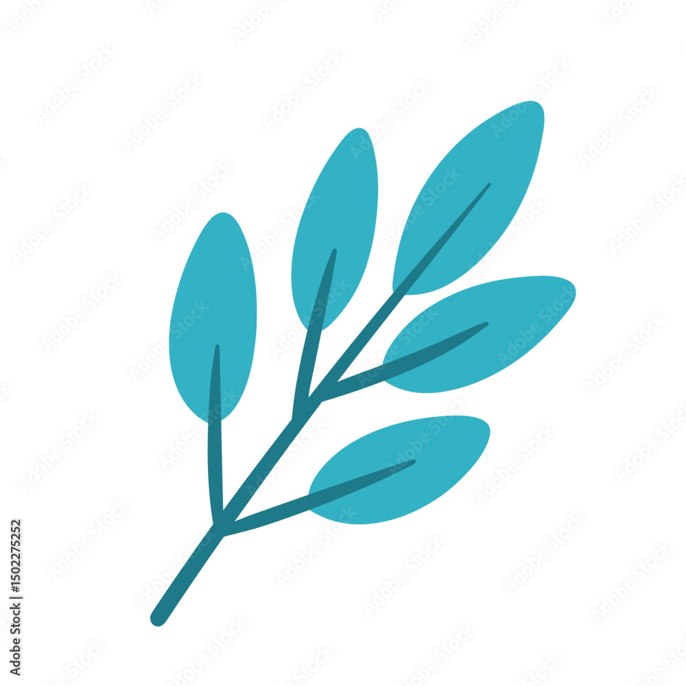 Obraz premium Flat leaf branch decorative element vector illustration