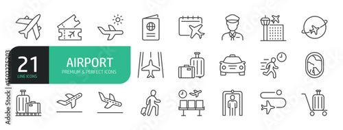 Set Of Airport Line Icons.