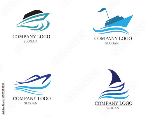 Ocean boat cruise liner ship silhouette simple linear