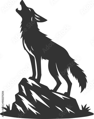 Artwork animal drawing silhouette of a jackal vector
