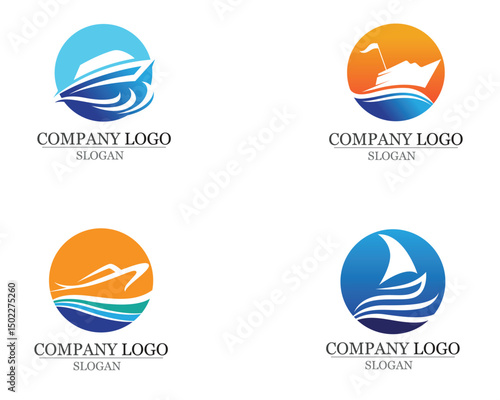 Ocean boat cruise liner ship silhouette simple linear