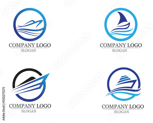 Ocean boat cruise liner ship silhouette simple linear