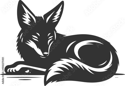 Artwork animal drawing silhouette of a jackal vector