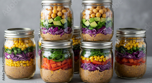 Fresh Vegetables Preserved in Mason Jars for Food Storage