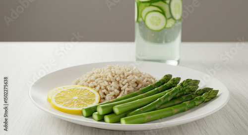 Fresh Vegetables & Tableware: Recipe Ingredients on a Plate