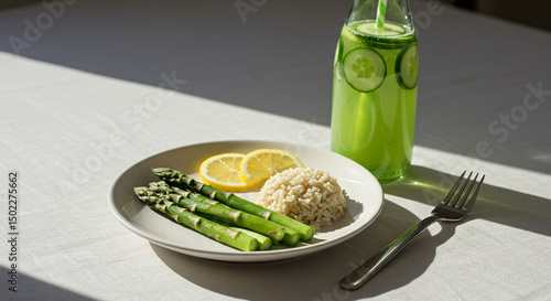 Fresh Vegetables & Tableware on Plate