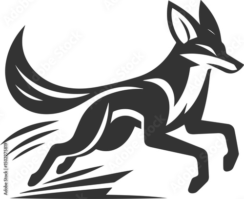 Artwork animal drawing silhouette of a jackal vector