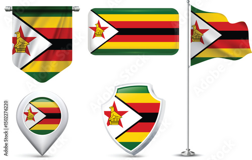 Set of Zimbabwe Flags in Different Shapes and Styles Free Download Set of Zimbabwe Flags in Different Shapes and Styles - GFXLoad