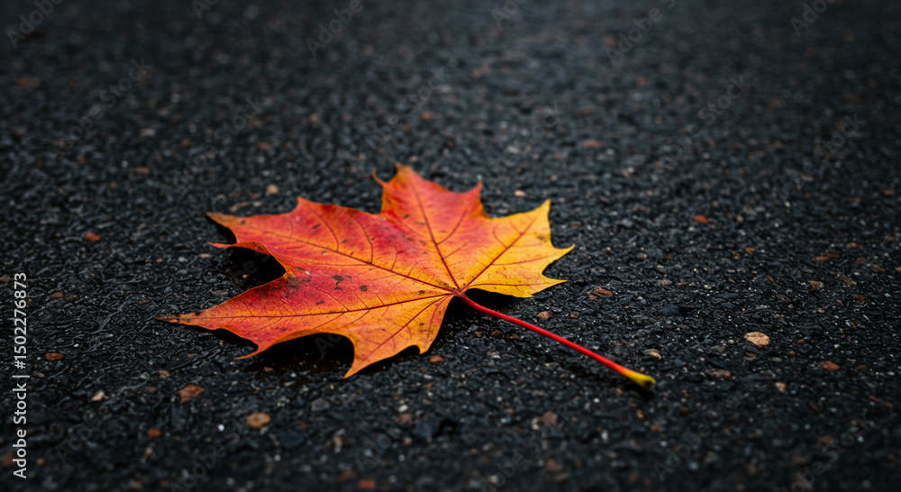 Red and Yellow Sugar Maple Leaf Close-up, Autumn Still Life Red and Yellow Sugar Maple Leaf Close-up, Autumn Still Life