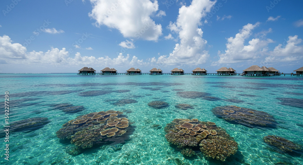 Fototapeta premium Tropical Island Paradise: Azure Ocean and Sandy Beach