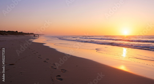 Wallpaper Mural Sunset Afterglow over Tranquil Beach and Calm Ocean Torontodigital.ca