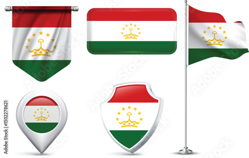 Set of Tajikistan Flags in Different Shapes and Styles Free Download Set of Tajikistan Flags in Different Shapes and Styles - GFXLoad