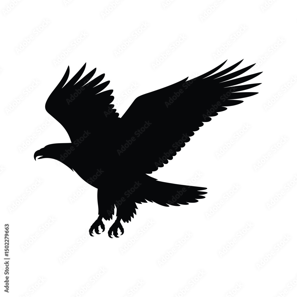 Obraz premium A black silhouette of a bald eagle vector Art & Illustration