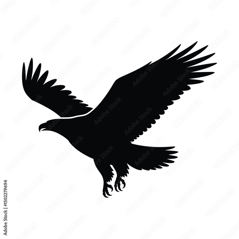 Obraz premium A black silhouette of a bald eagle vector Art & Illustration