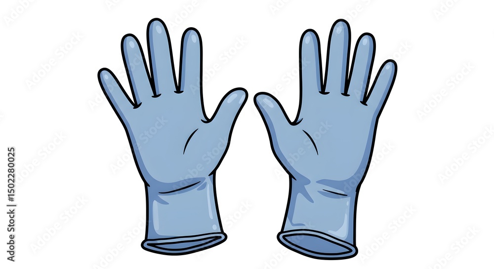 Obraz premium Blue Protective Gloves Illustration