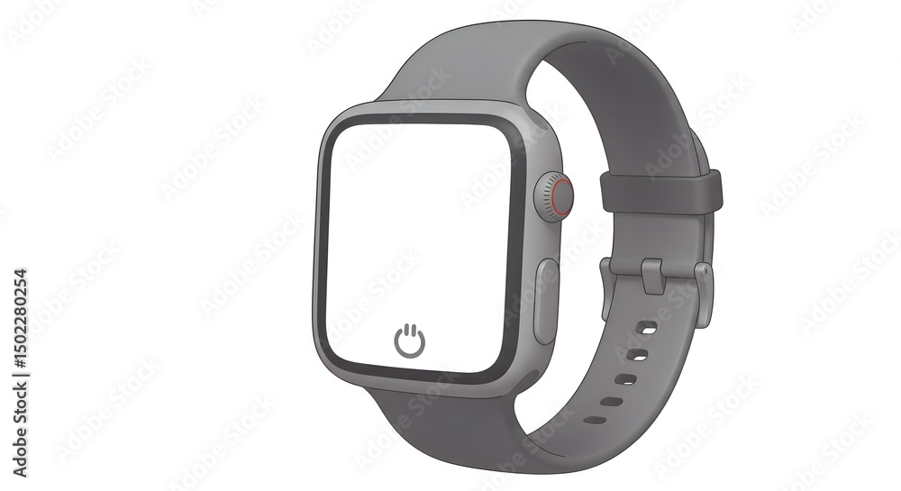 Smartwatch Rendering: Gray Band, Blank Screen, Modern Technology Smartwatch Rendering: Gray Band, Blank Screen, Modern Technology