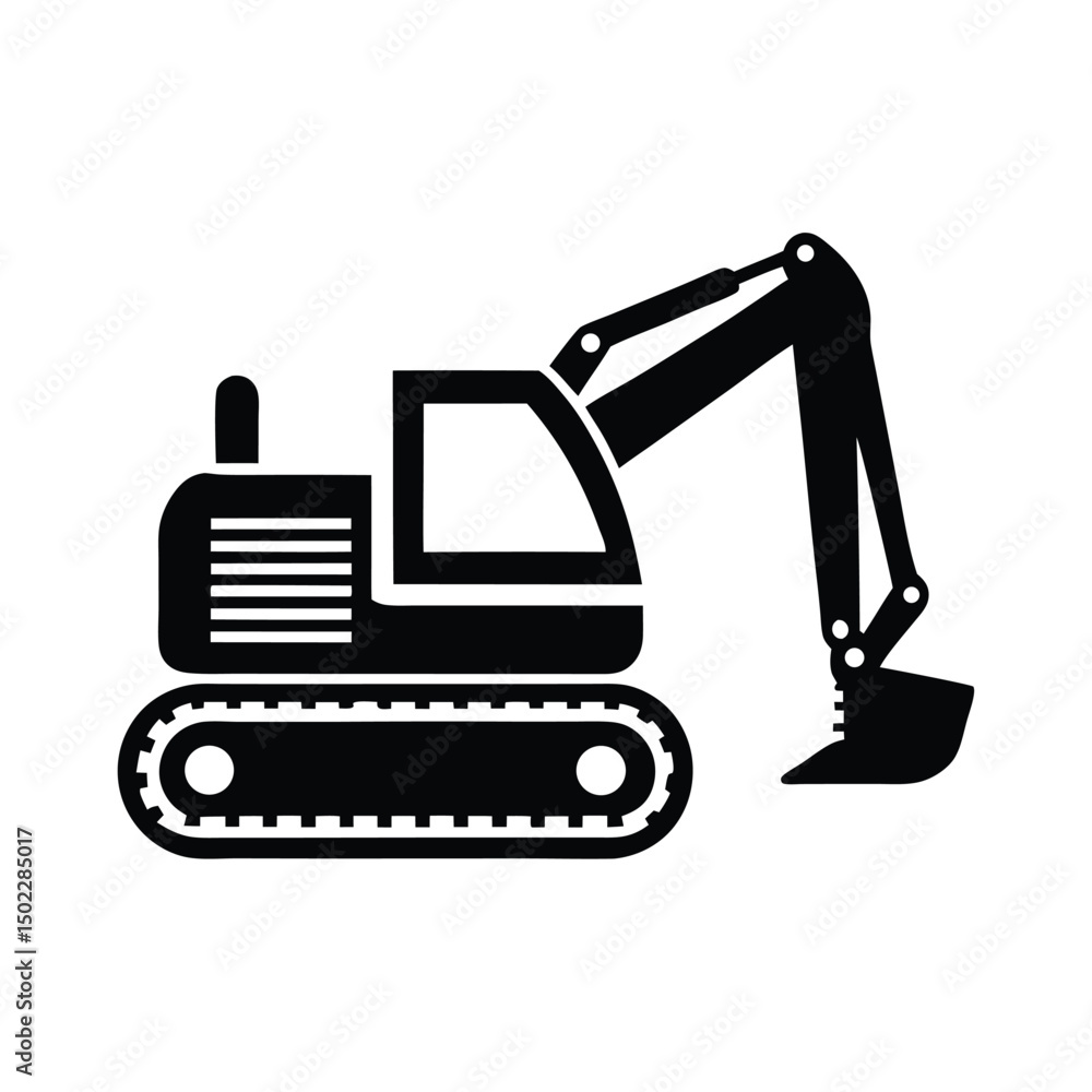 Creative excavator illustration, Construction excavator silhouette vector illustration isolated on a white background, bulldozer excavator isolated on white Creative excavator illustration, Construction excavator silhouette vector illustration isolated on a white background, bulldozer excavator isolated on white