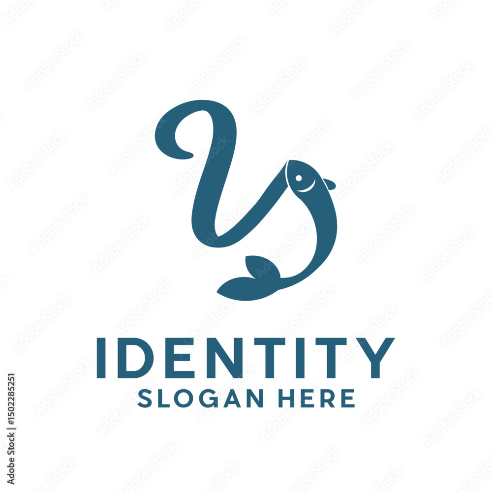 Fototapeta premium letter Y Fish logo design, creative unique logo for your company
