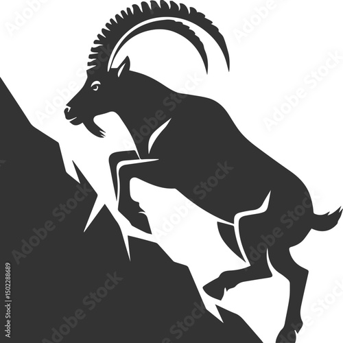 Silhouette of a ibex goat vector animal drawing