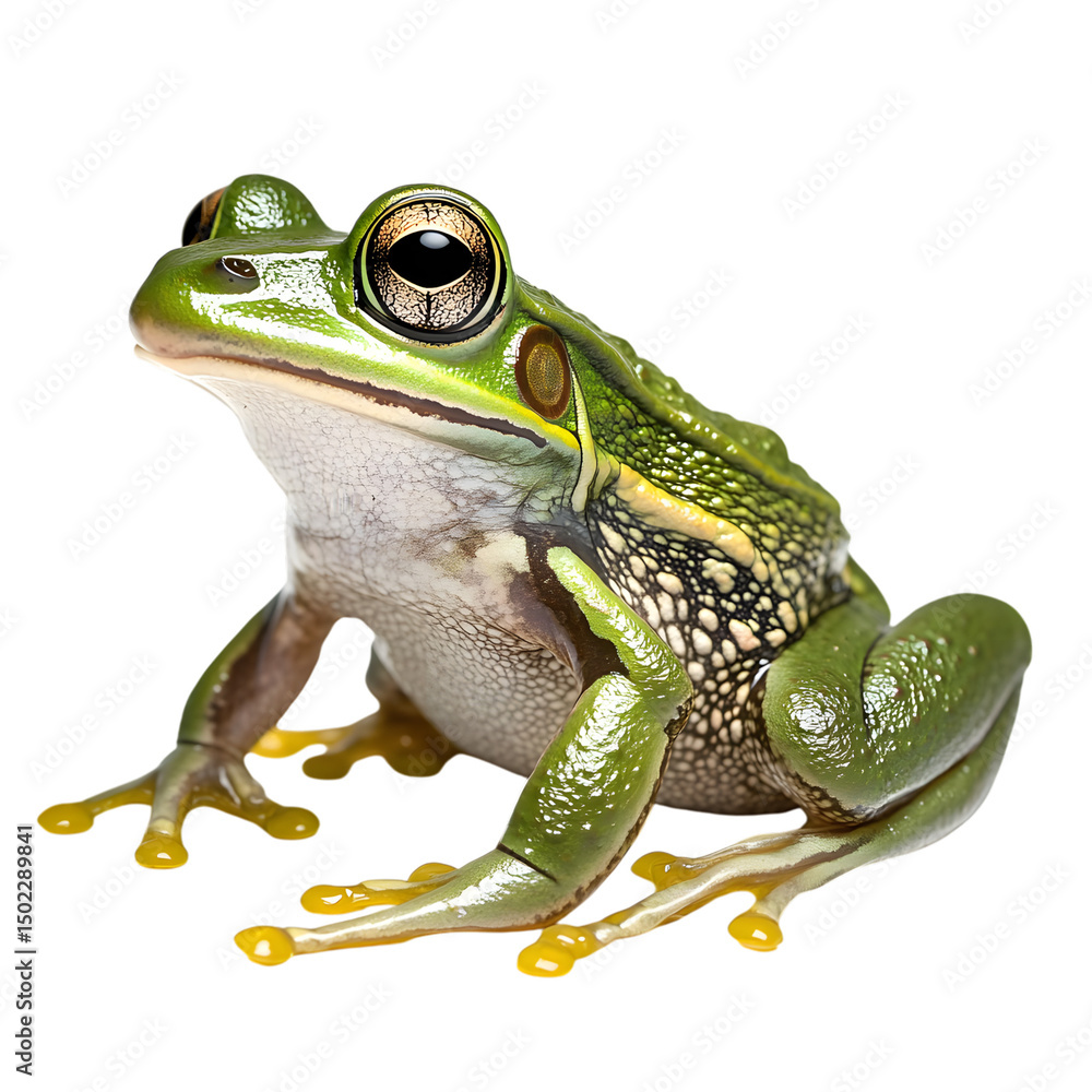 Fototapeta premium Common Water Frog in front of a white background. Ai Generated Images
