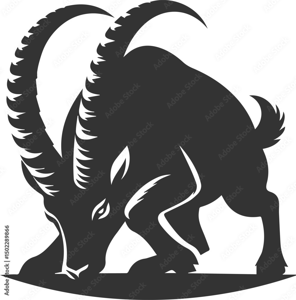 Obraz premium Silhouette of a ibex goat vector animal drawing