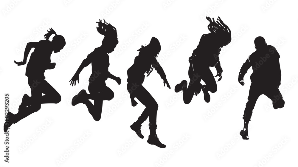 Fototapeta premium Free Running Silhouette Vector , black silhouettes isolated on white background