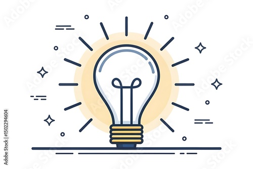 Lightbulb with Rays icon Symbolizes a bright idea or clear thinking, sharpness or enlightenment.