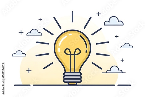 Lightbulb with Rays icon Symbolizes a bright idea or clear thinking, sharpness or enlightenment.