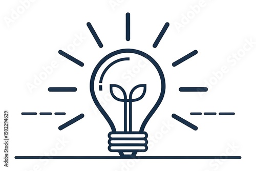 Lightbulb with Rays icon Symbolizes a bright idea or clear thinking, sharpness or enlightenment.