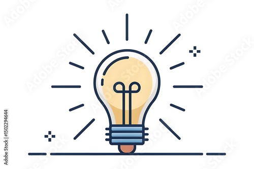 Lightbulb with Rays icon Symbolizes a bright idea or clear thinking, sharpness or enlightenment.