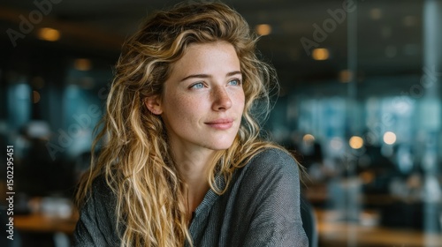 Wallpaper Mural Dreamy Woman With Freckles Looking Away From Window, Representing Hope and Optimism For A Brighter Future and Personal Growth : Generative AI Torontodigital.ca