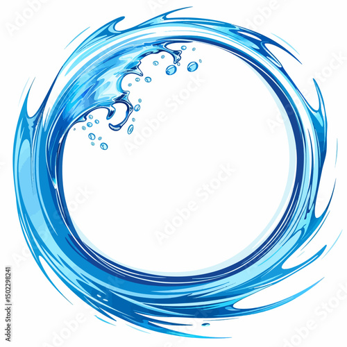Water circle isolated on white 
