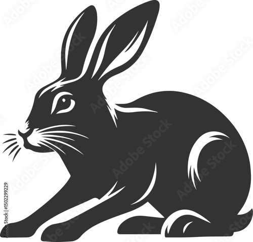 Cute animal hare rabbit vector drawing silhouette