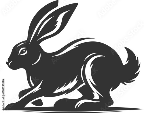 Cute animal hare rabbit vector drawing silhouette