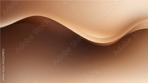 Abstract smooth brown chocolate vector illustration with a golden wave pattern and soft light.