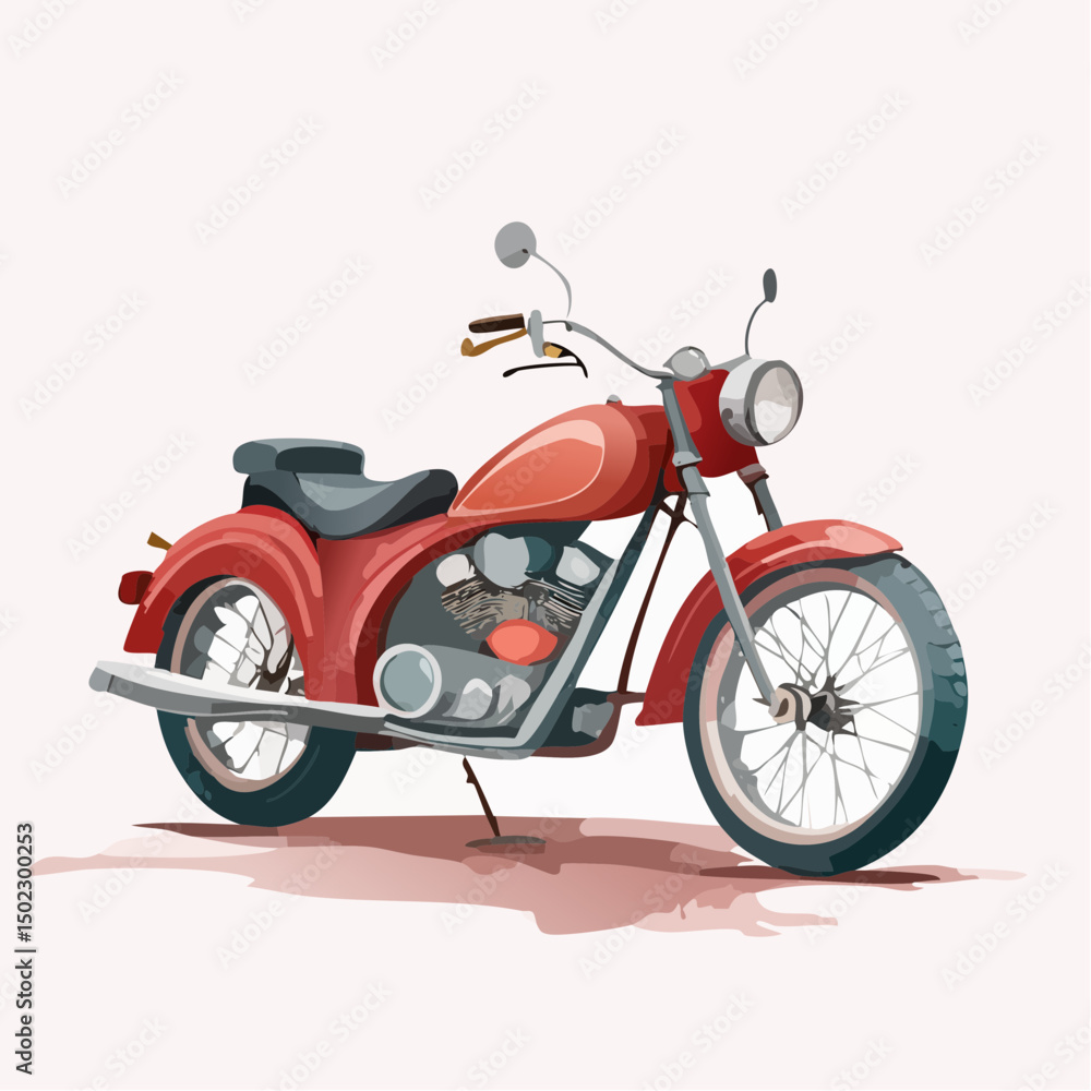 Fototapeta premium Red Vintage Motorcycle Illustration