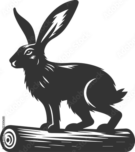 Cute animal hare rabbit vector drawing silhouette