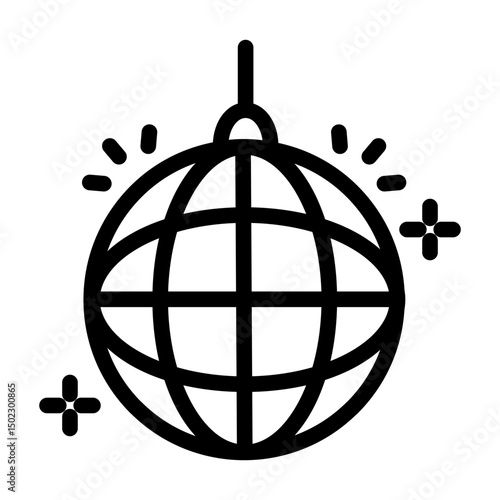 disco ball party outline style