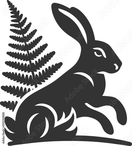 Cute animal hare rabbit vector drawing silhouette