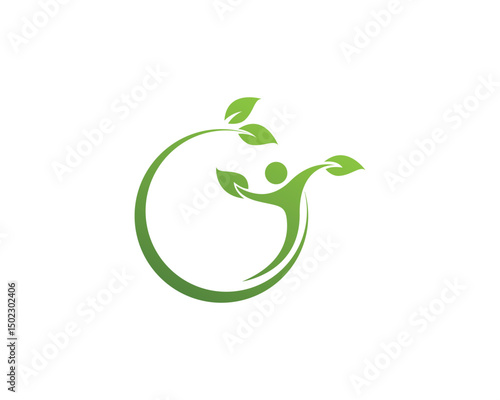 people leaf green nature health logo and symbols..