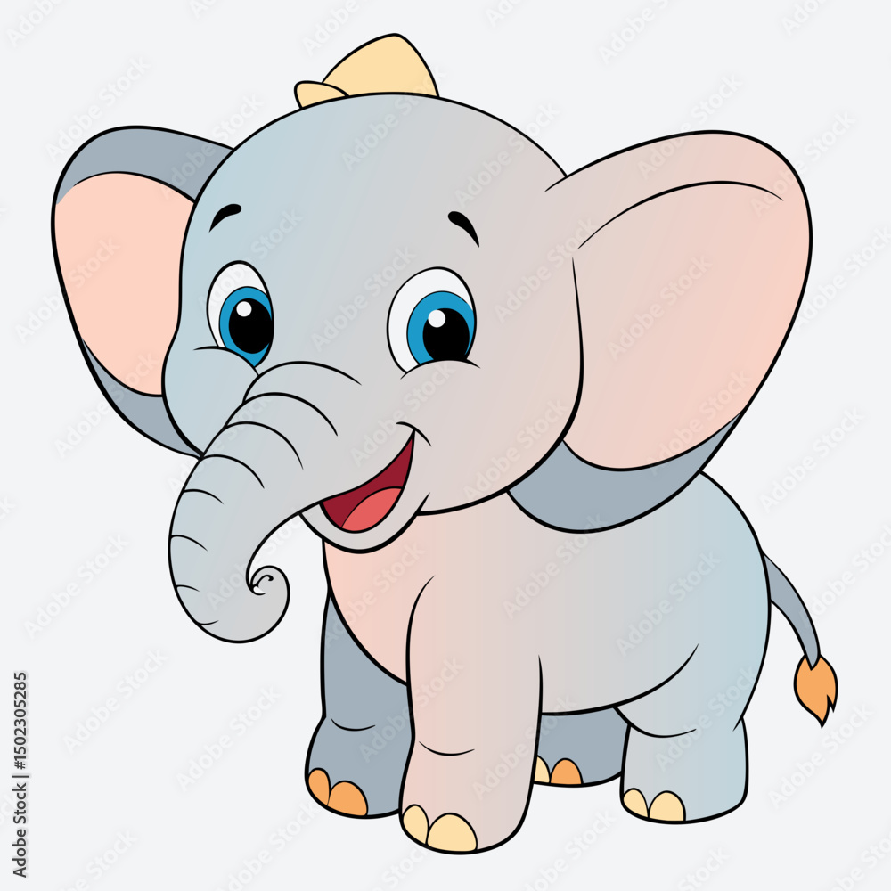 Obraz premium Cartoon Baby Elephant Vector Art.